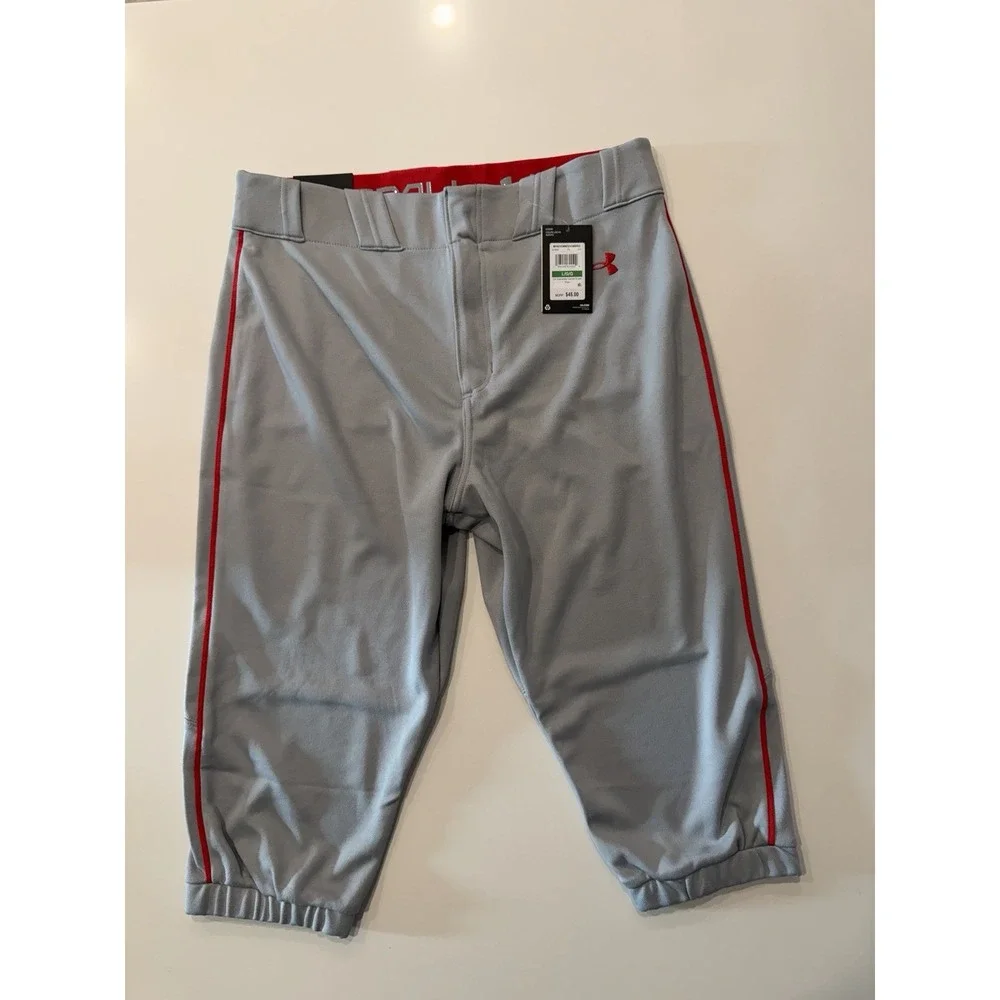 Under Armour Gameday Vanish Piped Baseball Pants Gray Red Mens L 1378697 NWT
